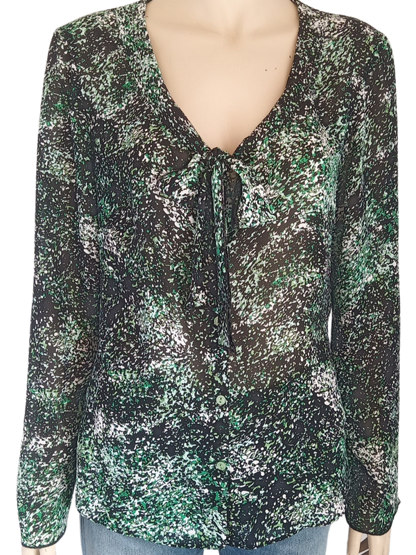 Green, Black and White Top size 14