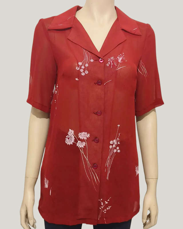 Red and White Floral Shirt size 10