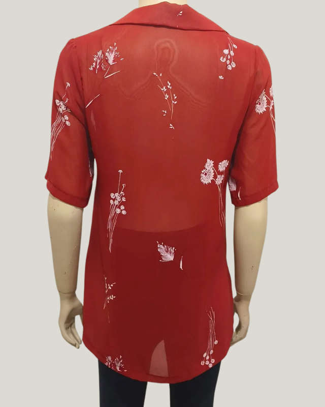 Red and White Floral Shirt size 10
