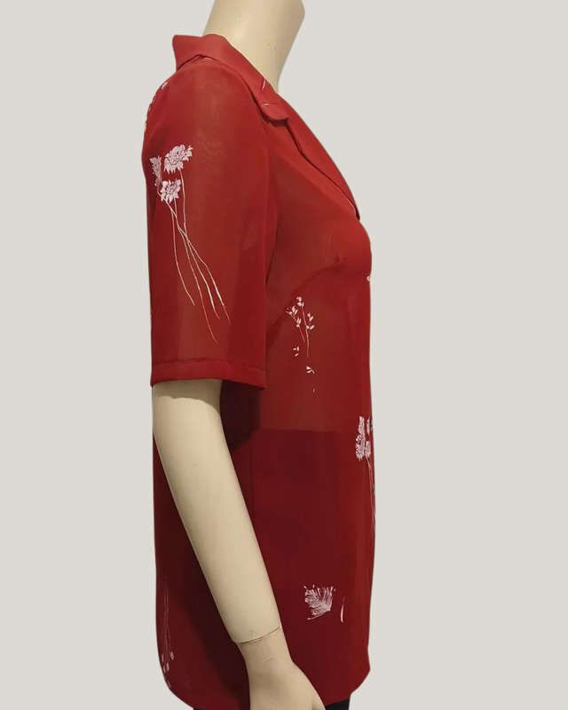 Red and White Floral Shirt size 10