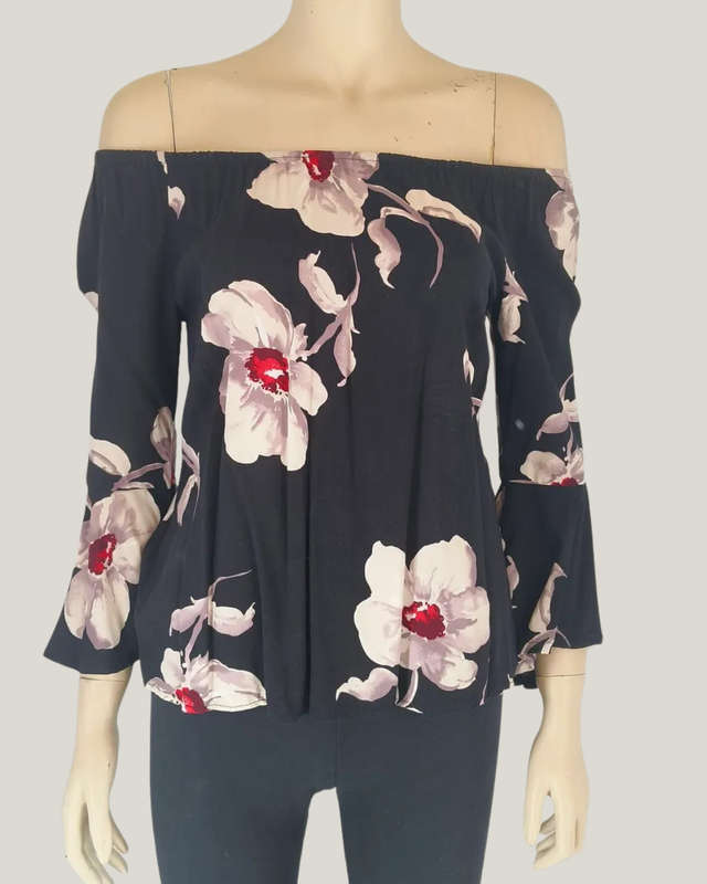 Black Floral Top Small