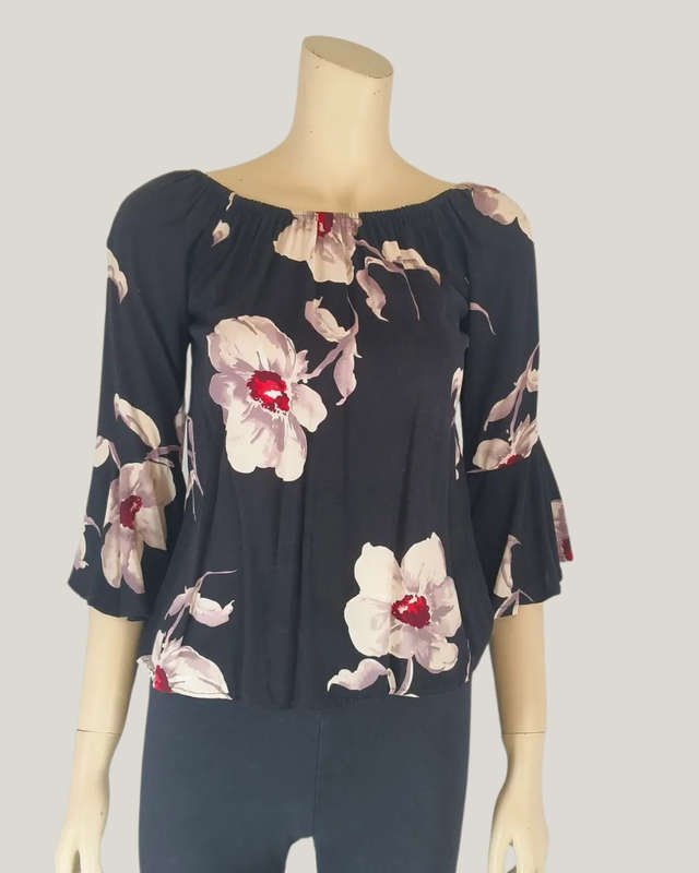 Black Floral Top Small