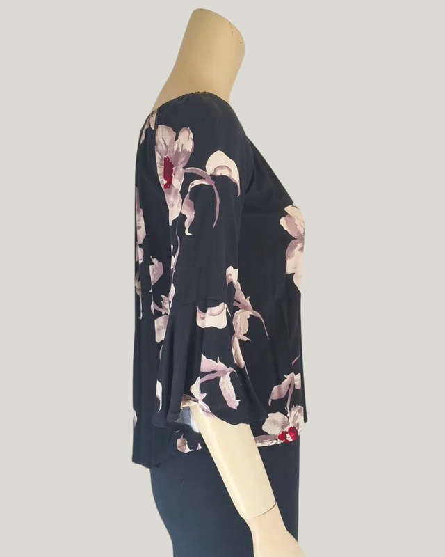 Black Floral Top Small