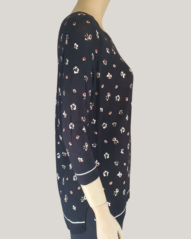 Black Floral Top Size 8/10