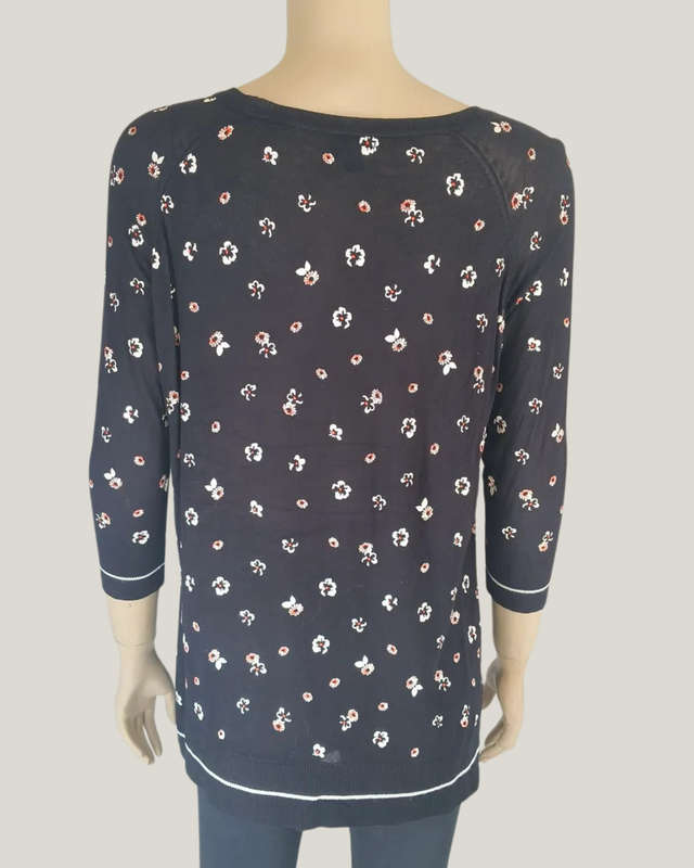 Black Floral Top Size 8/10