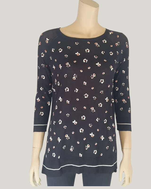 Black Floral Top Size 8/10