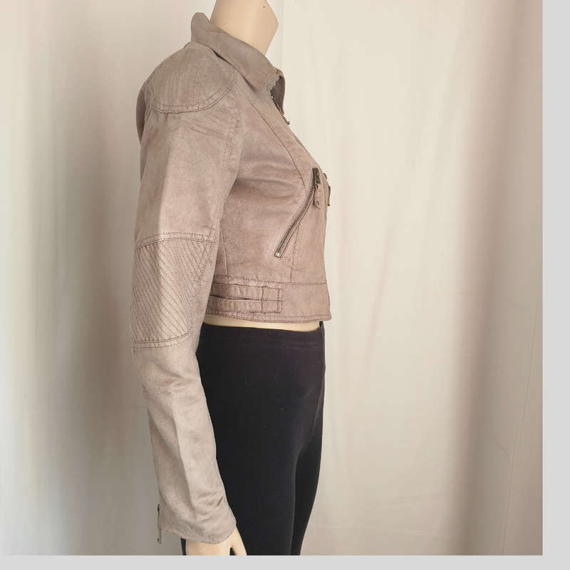 Light Grey Soft faux Leather Jacket size 8/10