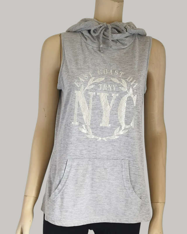 Grey Sleeveless Hoody Small