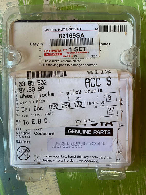 ALLOY WHEEL LOCK SET 82169SA GENUINE TOYOTA ACCESSORY