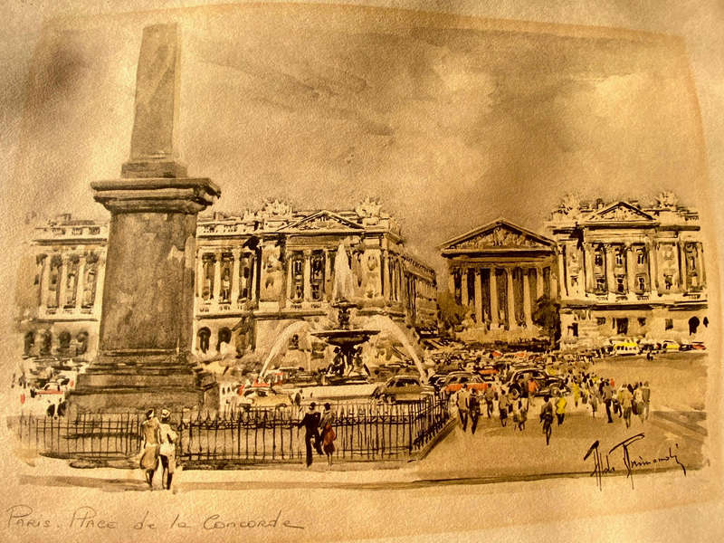 Paris. Place de la Concorde. Watercolour by Alan Gainsnoty