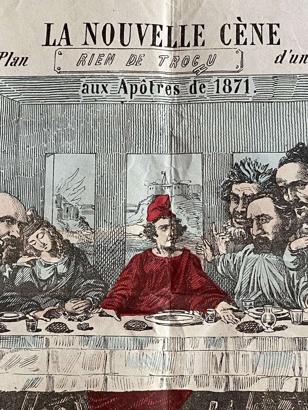 New Last Supper Lithograph Mathis Paris Commune Caricature Apostles Mordret 1871