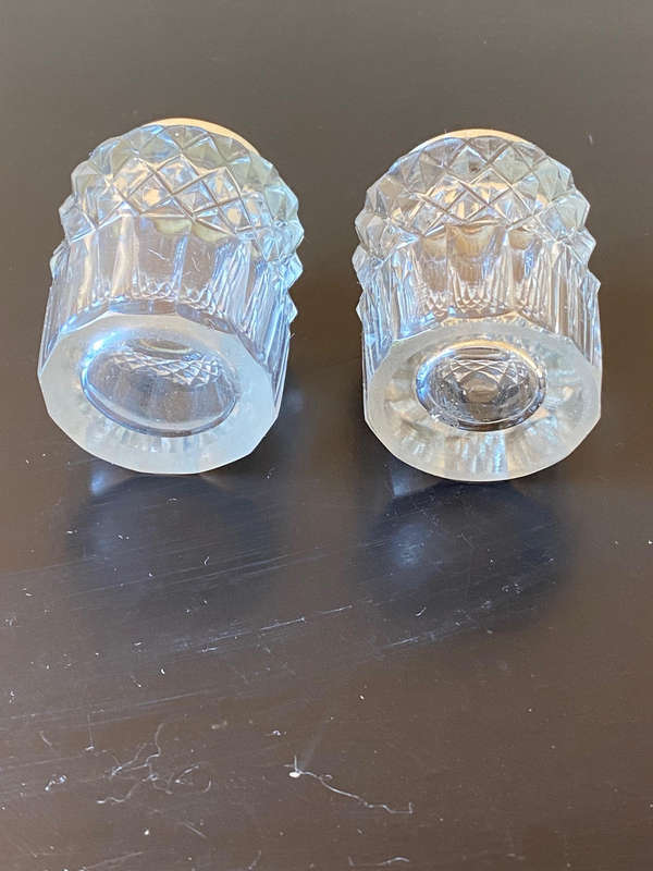 Pair Of Antique Cut Glass Jar with Sterling Silver Collar (Hallmarked)