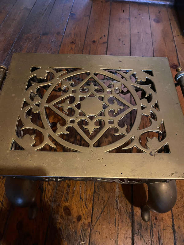 Antique 1800s English Brass Fireplace Footman