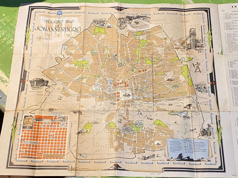 Tourist Map of Johannesburg 1948 Original