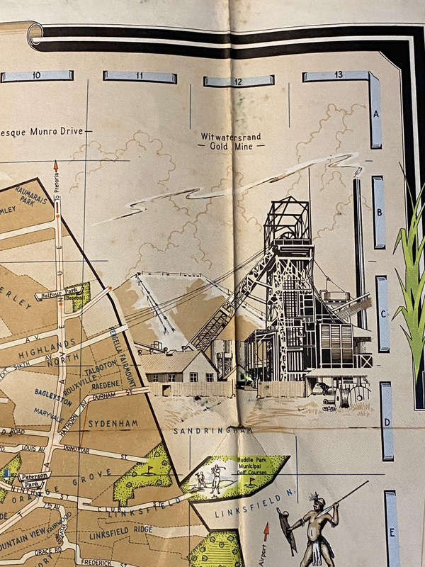 Tourist Map of Johannesburg 1948 Original