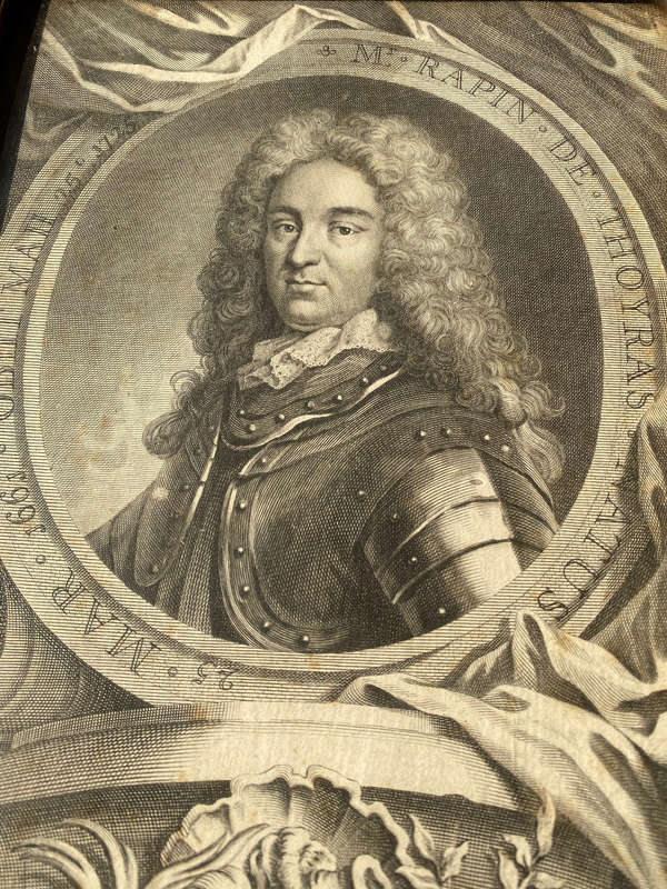 Antique portrait print I Historian Monsieur Rapin de Thoyras (1661-1725)