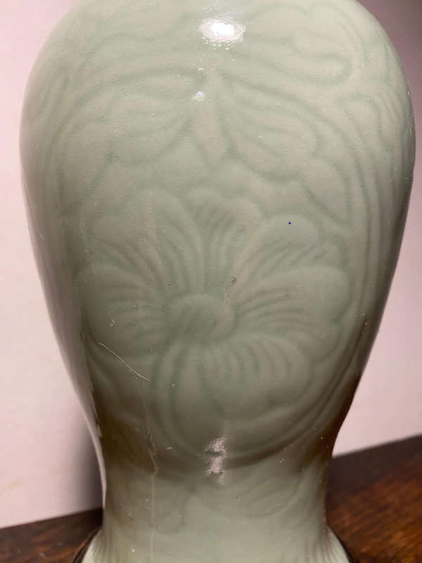 Antique Chinese Celadon Porcelain Table Lamp
