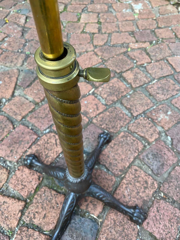 Antique Brass Telescopic Wine Table With Twisted Column And Lions Paw Feet