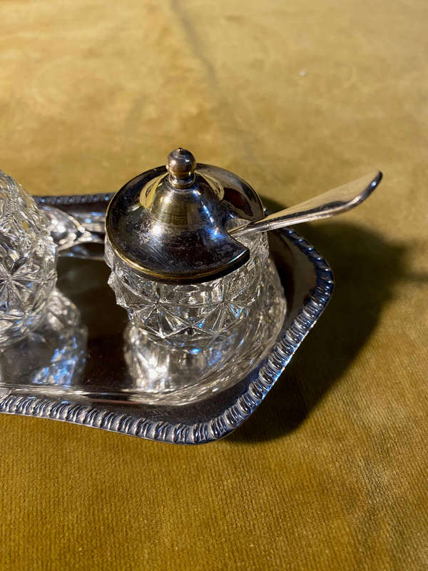 Antique Silver Plated Condiment Set