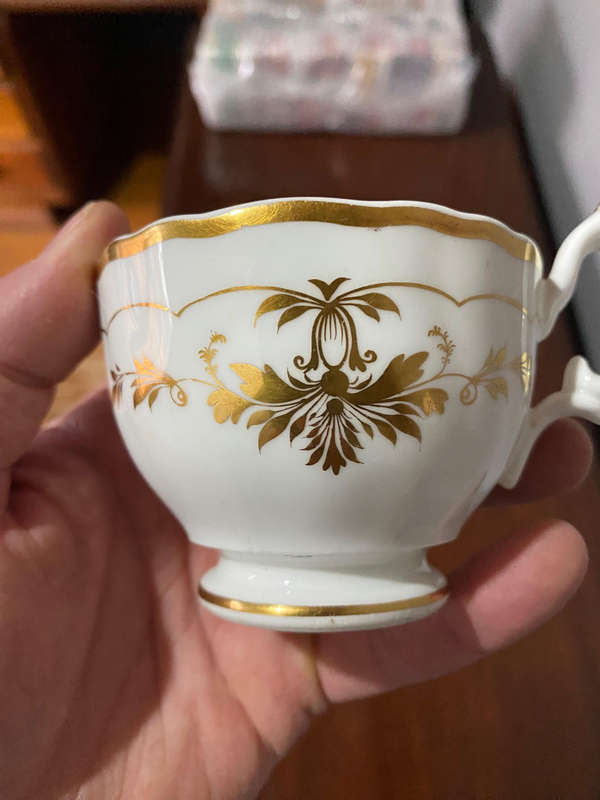 Antique 19th Century Tea and Coffee Cup With saucers - Gilt Decoration