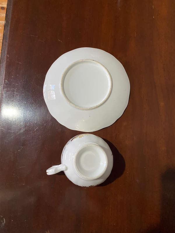 Antique 19th Century Tea and Coffee Cup With saucers - Gilt Decoration
