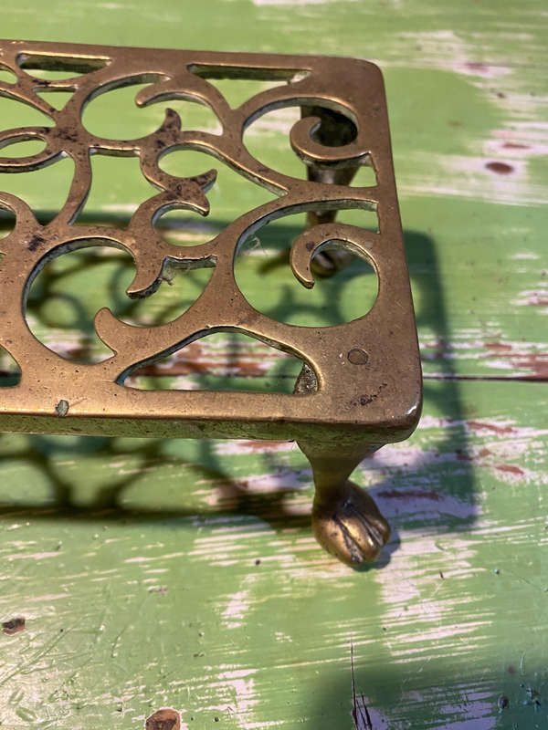 Golden Brass Trivet With Claw Feet 18th Century