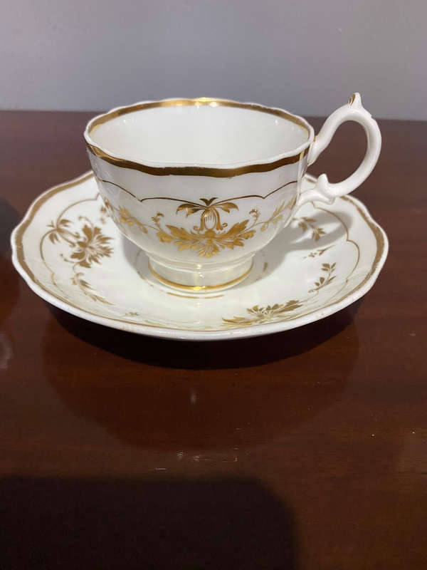 Antique 19th Century Tea and Coffee Cup With saucers - Gilt Decoration