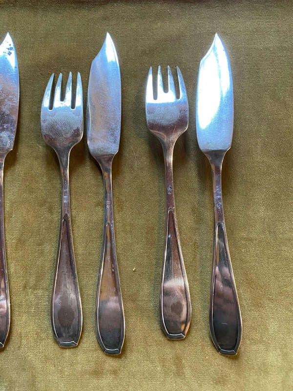 Antique German Silver Plated Fish Knives and Forks