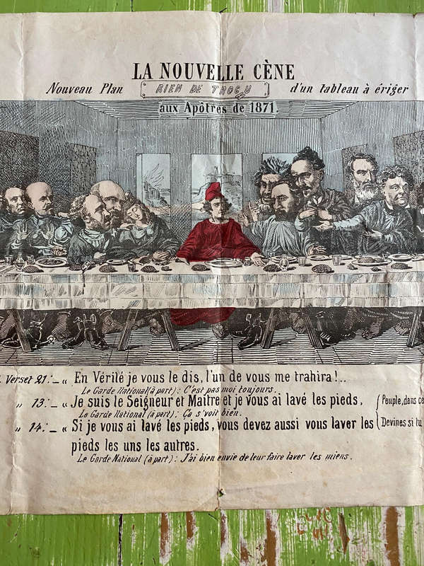 New Last Supper Lithograph Mathis Paris Commune Caricature Apostles Mordret 1871