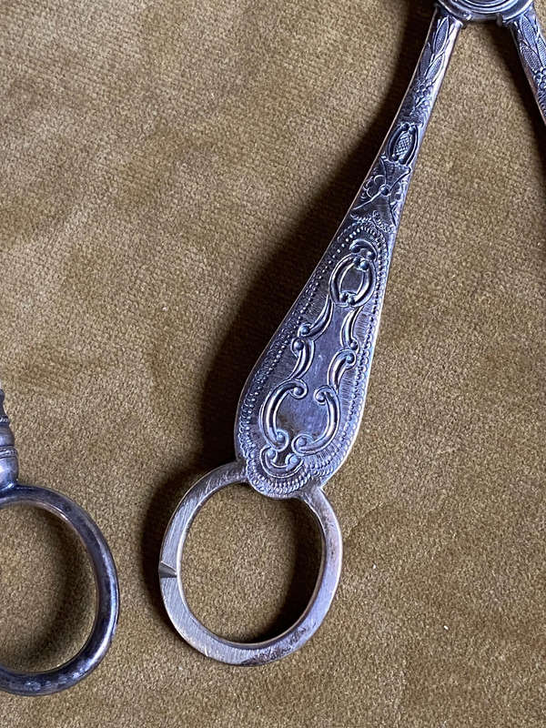 Antique Silver Grape Shears x2