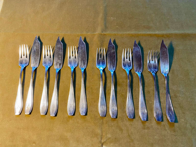 Antique German Silver Plated Fish Knives and Forks