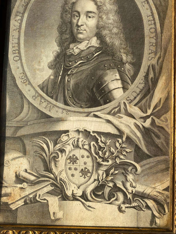 Antique portrait print I Historian Monsieur Rapin de Thoyras (1661-1725)