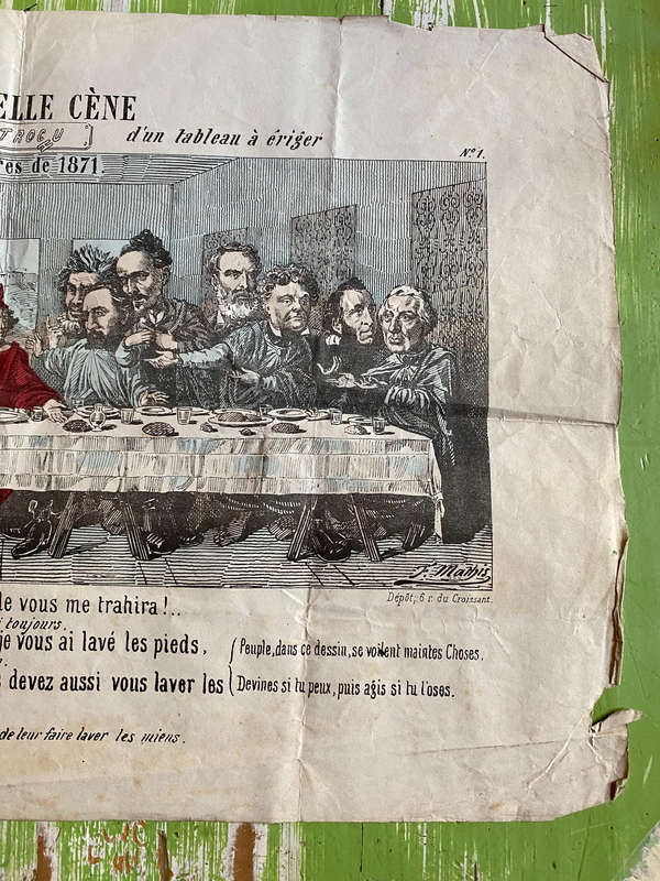 New Last Supper Lithograph Mathis Paris Commune Caricature Apostles Mordret 1871