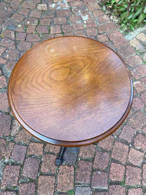 Antique Brass Telescopic Wine Table With Twisted Column And Lions Paw Feet