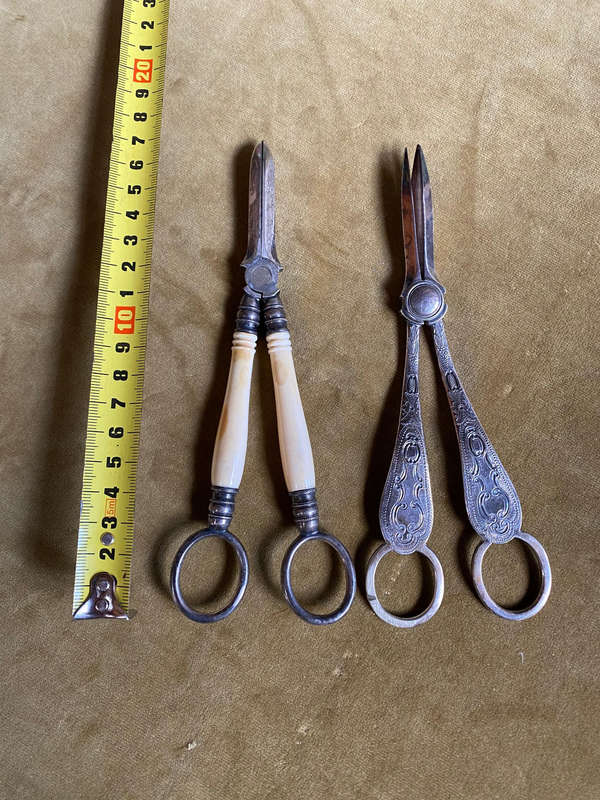 Antique Silver Grape Shears x2