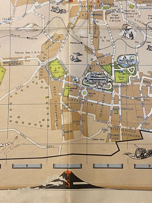 Tourist Map of Johannesburg 1948 Original
