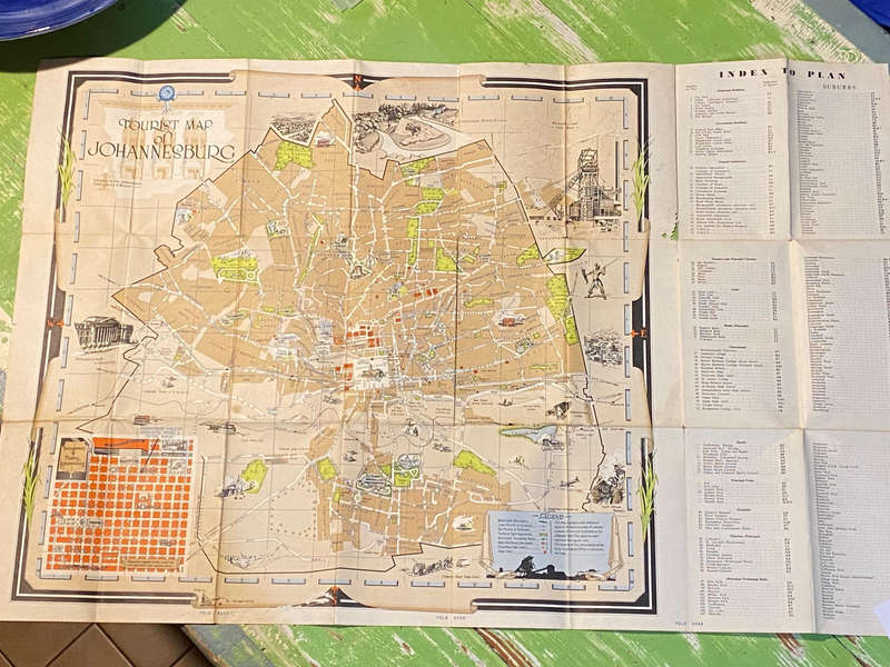 Tourist Map of Johannesburg 1948 Original