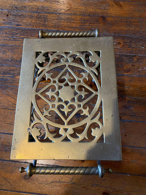Antique 1800s English Brass Fireplace Footman