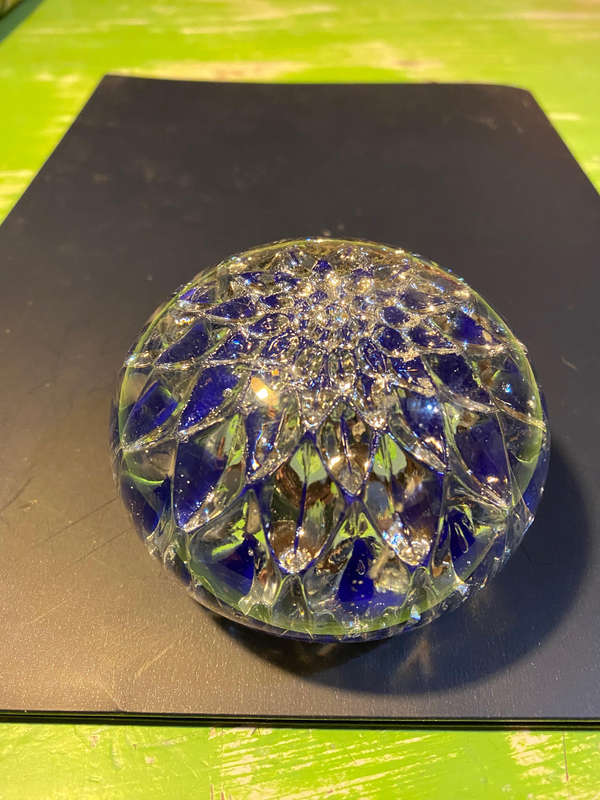Antique cobalt blue paperweight