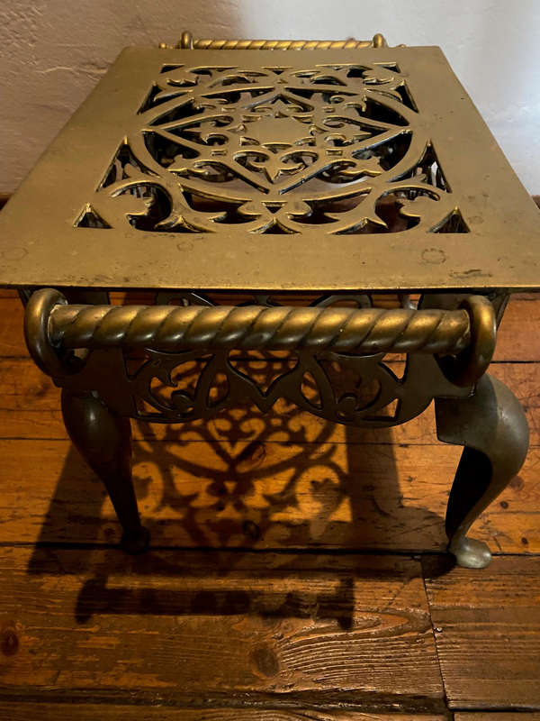 Antique 1800s English Brass Fireplace Footman