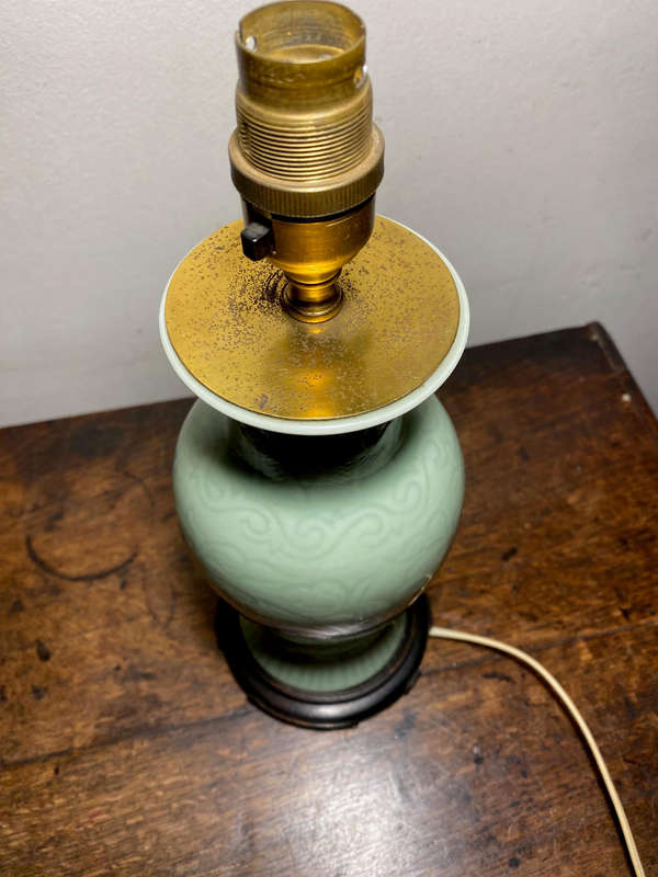 Antique Chinese Celadon Porcelain Table Lamp