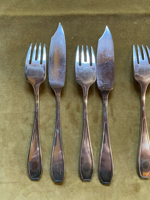 Antique German Silver Plated Fish Knives and Forks