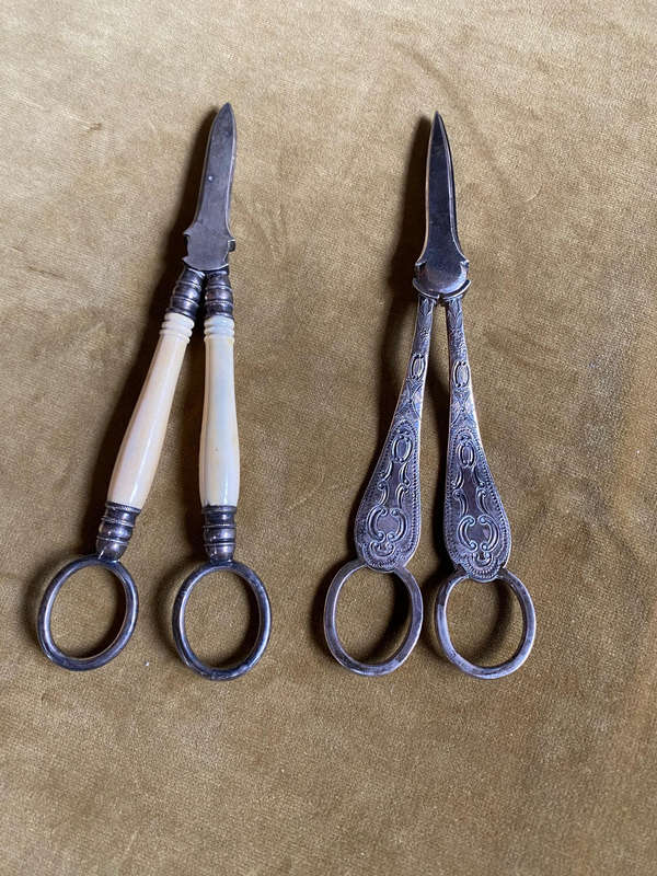 Antique Silver Grape Shears x2