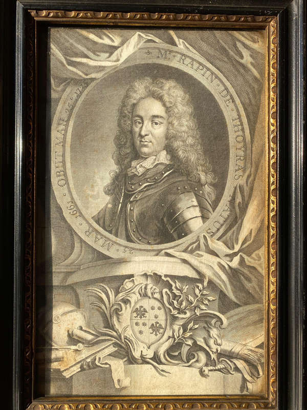 Antique portrait print I Historian Monsieur Rapin de Thoyras (1661-1725)