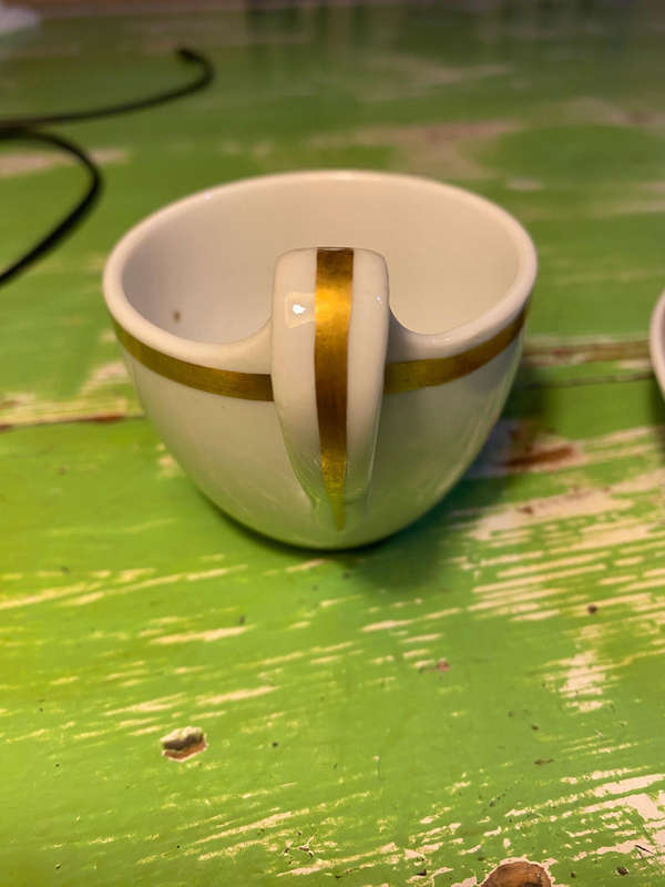 Antique German porcelain cups and saucers