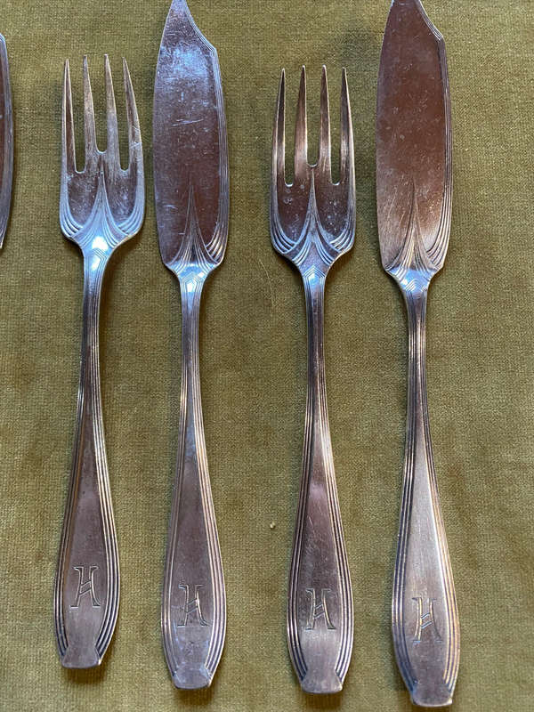 Antique German Silver Plated Fish Knives and Forks