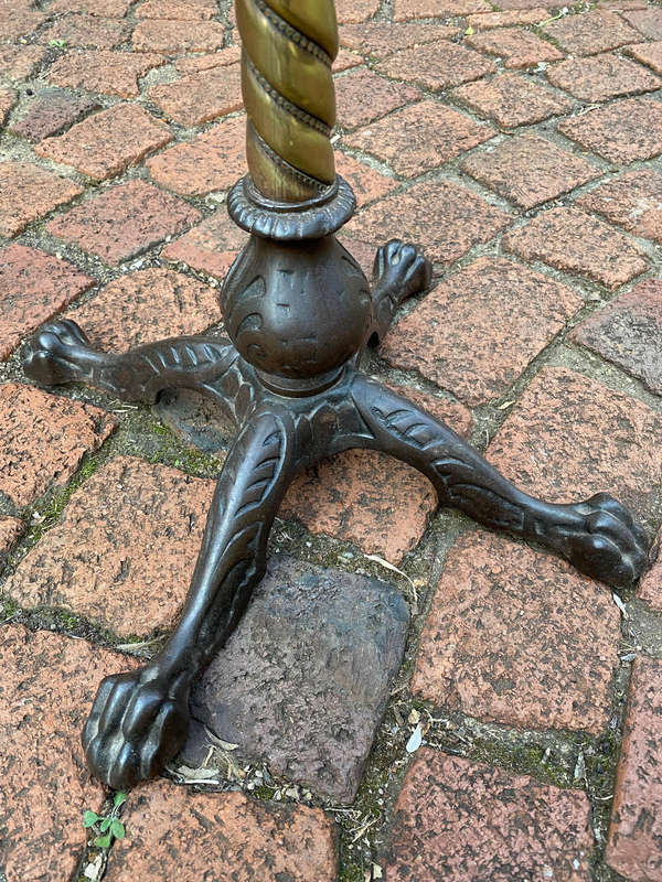 Antique Brass Telescopic Wine Table With Twisted Column And Lions Paw Feet