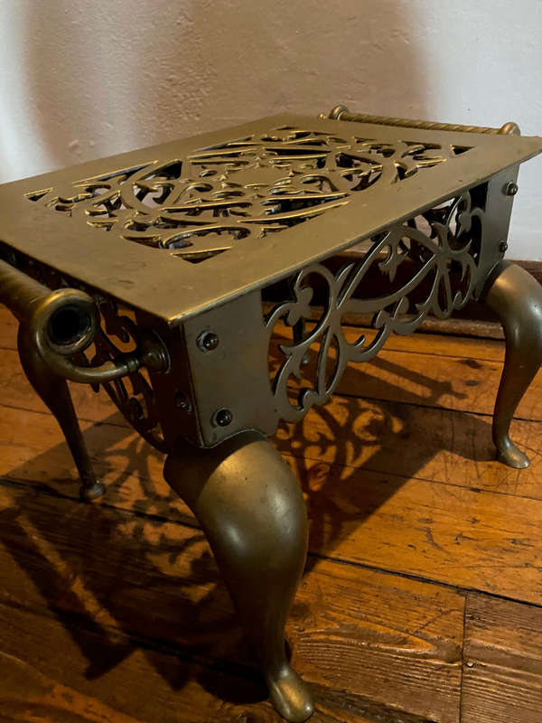 Antique 1800s English Brass Fireplace Footman