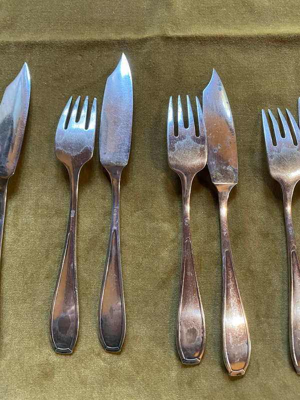 Antique German Silver Plated Fish Knives and Forks