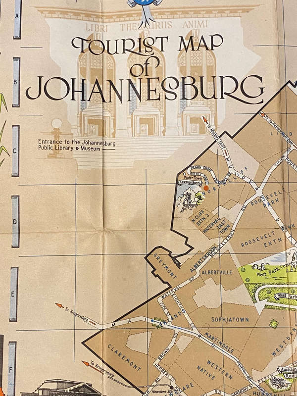 Tourist Map of Johannesburg 1948 Original